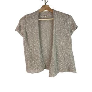 Eileen Fisher PS Beige Cotton Linen Blend Open Cardigan Sweater *